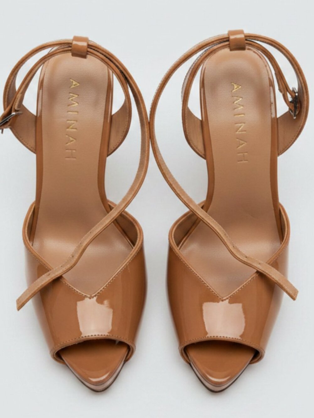 Aminah Abdul Jillil Nude Patent Heels Size 8 | Women's Designer Stiletto Pumps